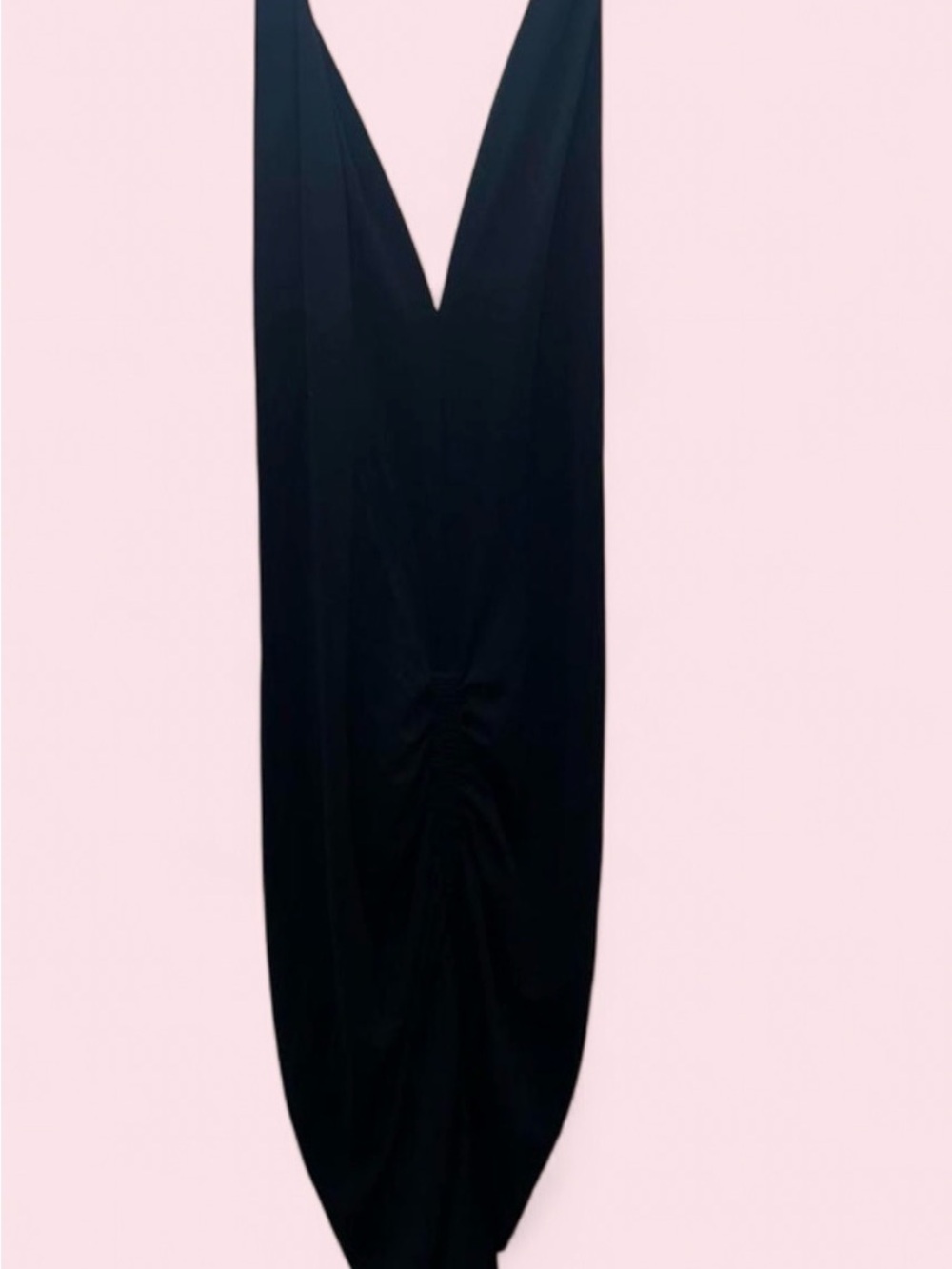 Zara Black V-Neck Midi Halter Neck Dress Size Medium